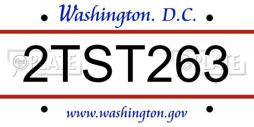 2TST263 District Of Columbia License Plate