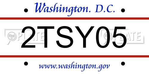 2TSY05 District Of Columbia License Plate