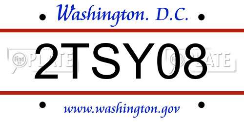 2TSY08 District Of Columbia License Plate