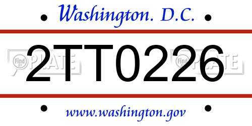 2TT0226 District Of Columbia License Plate