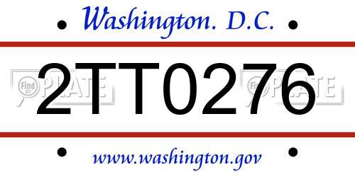 2TT0276 District Of Columbia License Plate