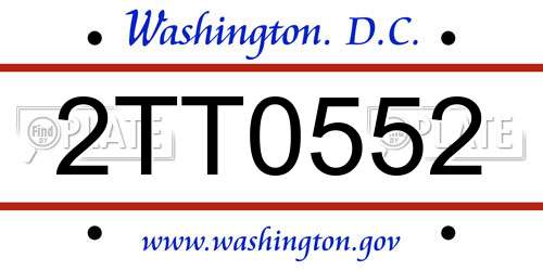 2TT0552 District Of Columbia License Plate