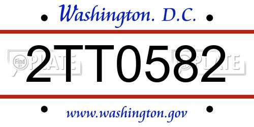 2TT0582 District Of Columbia License Plate