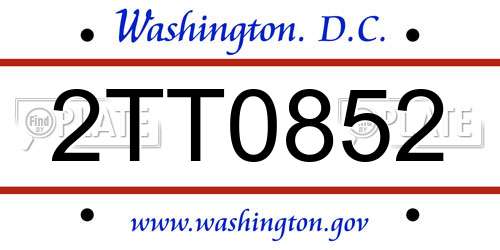 2TT0852 District Of Columbia License Plate