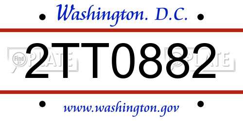 2TT0882 District Of Columbia License Plate