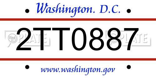 2TT0887 District Of Columbia License Plate