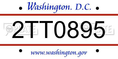 2TT0895 District Of Columbia License Plate