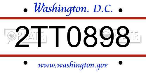 2TT0898 District Of Columbia License Plate
