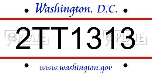 2TT1313 District Of Columbia License Plate