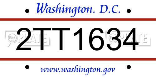 2TT1634 District Of Columbia License Plate
