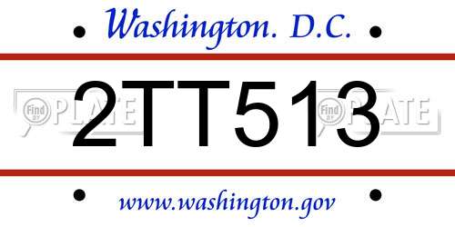 2TT513 District Of Columbia License Plate