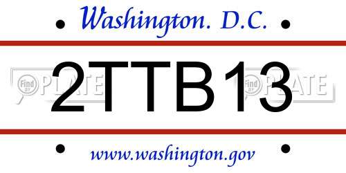 2TTB13 District Of Columbia License Plate