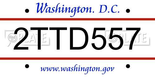 2TTD557 District Of Columbia License Plate