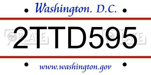 2TTD595 District Of Columbia License Plate