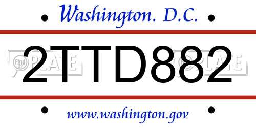 2TTD882 District Of Columbia License Plate