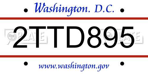 2TTD895 District Of Columbia License Plate