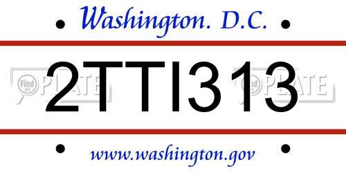 2TTI313 District Of Columbia License Plate