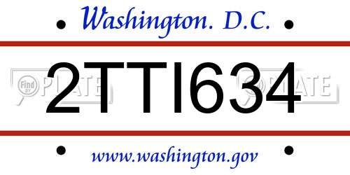 2TTI634 District Of Columbia License Plate
