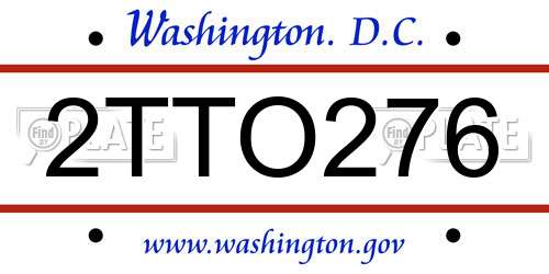 2TTO276 District Of Columbia License Plate