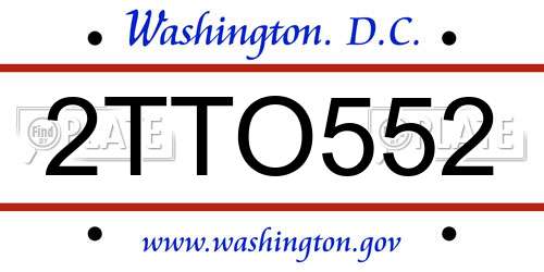 2TTO552 District Of Columbia License Plate