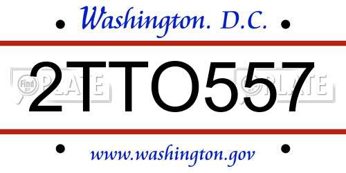 2TTO557 District Of Columbia License Plate