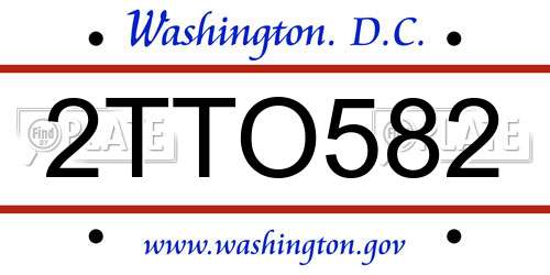 2TTO582 District Of Columbia License Plate