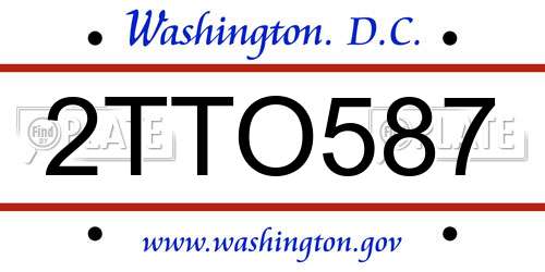 2TTO587 District Of Columbia License Plate