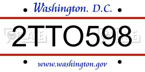 2TTO598 District Of Columbia License Plate
