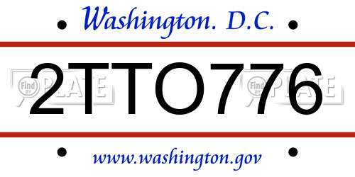 2TTO776 District Of Columbia License Plate