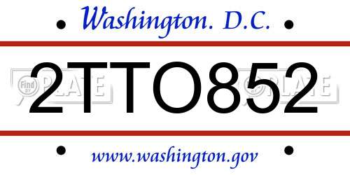 2TTO852 District Of Columbia License Plate