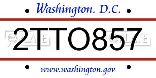 2TTO857 District Of Columbia License Plate