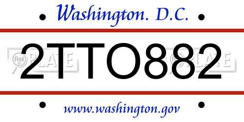 2TTO882 District Of Columbia License Plate