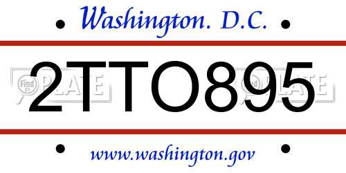 2TTO895 District Of Columbia License Plate