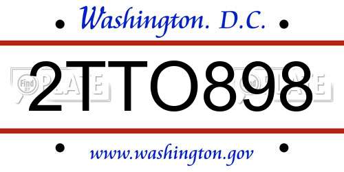 2TTO898 District Of Columbia License Plate