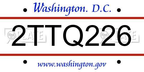 2TTQ226 District Of Columbia License Plate