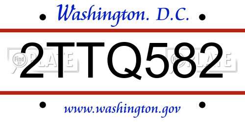 2TTQ582 District Of Columbia License Plate