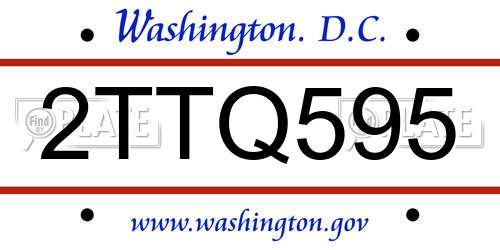 2TTQ595 District Of Columbia License Plate