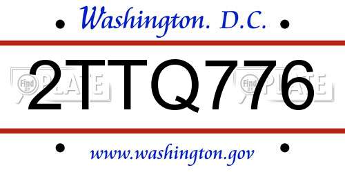 2TTQ776 District Of Columbia License Plate