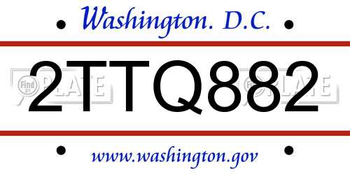2TTQ882 District Of Columbia License Plate