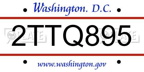 2TTQ895 District Of Columbia License Plate