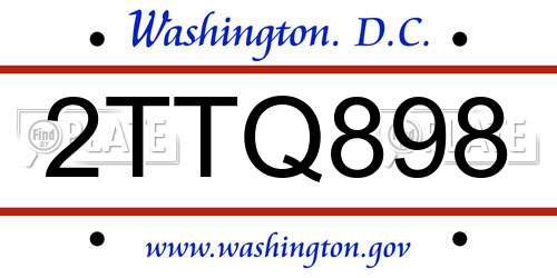 2TTQ898 District Of Columbia License Plate