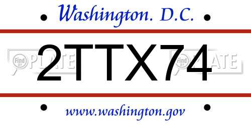 2TTX74 District Of Columbia License Plate