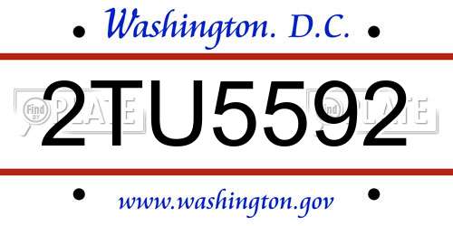 2TU5592 District Of Columbia License Plate