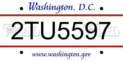 2TU5597 District Of Columbia License Plate