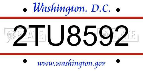 2TU8592 District Of Columbia License Plate