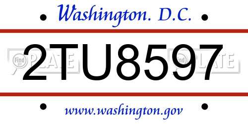 2TU8597 District Of Columbia License Plate