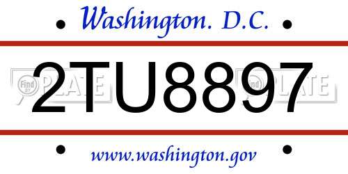 2TU8897 District Of Columbia License Plate
