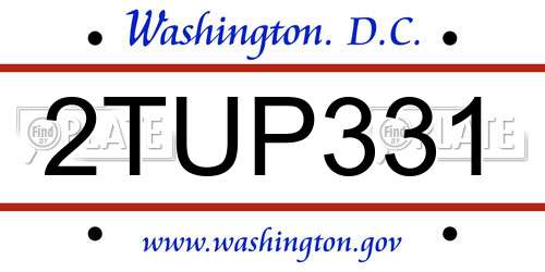 2TUP331 District Of Columbia License Plate