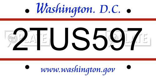 2TUS597 District Of Columbia License Plate