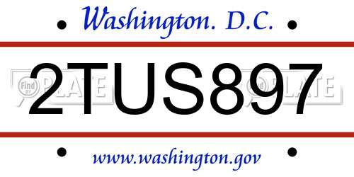 2TUS897 District Of Columbia License Plate